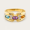 18K Yellow Gold Diamond Semi Precious Stones Ring