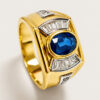 20K Yellow Gold Diamond & Blue Sapphire Ring 2 Tone