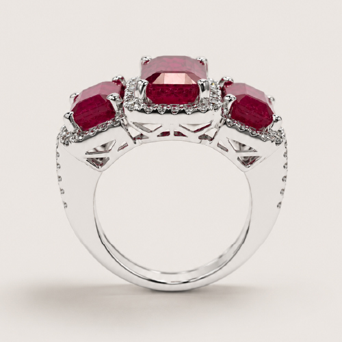 18K White Gold Diamond & Enhanced Ruby Ring