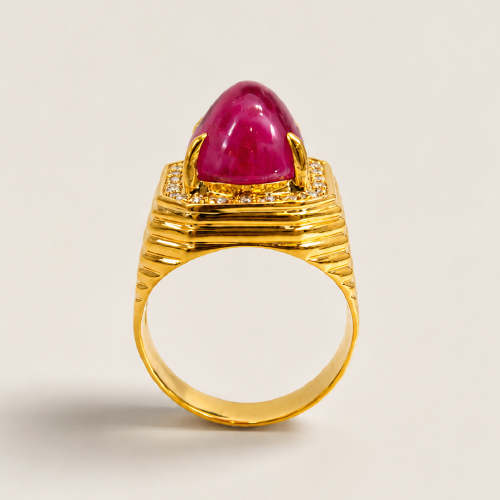 22K Yellow Gold Diamond & Ruby Ring