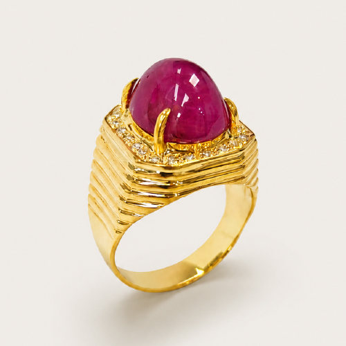 22K Yellow Gold Diamond & Ruby Ring