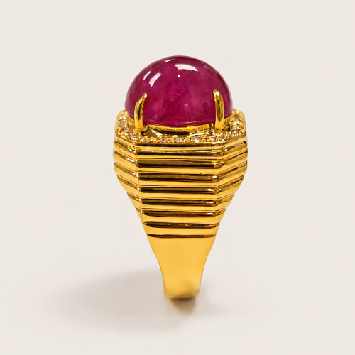 22K Yellow Gold Diamond & Ruby Ring