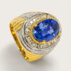 14K Yellow/White Gold Diamond & Blue Sapphire Ring