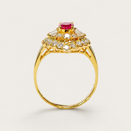 18K Yellow Gold Diamond & Ruby Ring