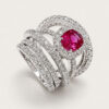 18K White Gold Diamond & Ruby Ring