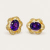 18K Yellow Gold Diamond & Amethyst Earring 2 Tone