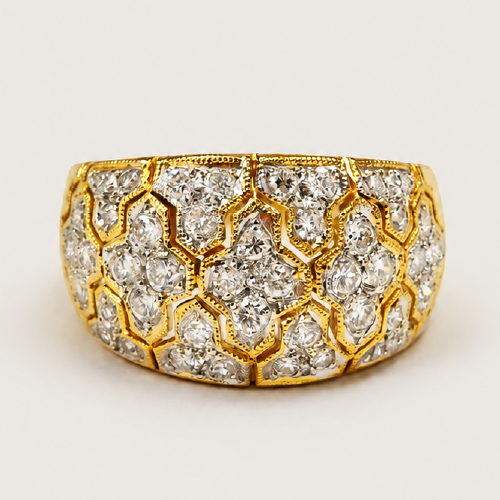 20K Yellow Gold Diamond Ring 2 Tone