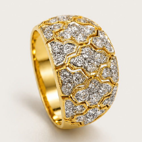 20K Yellow Gold Diamond Ring 2 Tone