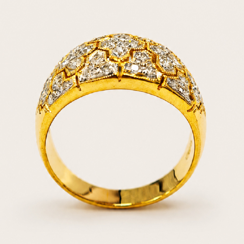 20K Yellow Gold Diamond Ring 2 Tone