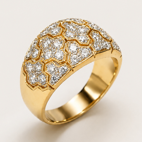 20K Yellow Gold Diamond Ring 2 Tone