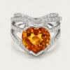 18K White Gold Diamond & Citrine Ring