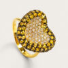 18K Yellow Gold Diamond & Yellow Sapphire Ring Black Rhodium