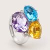 18K White Gold Diamond & Semi Precious Stone Ring