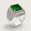 10K White Gold Diamond & Emerald Ring 2 Tone