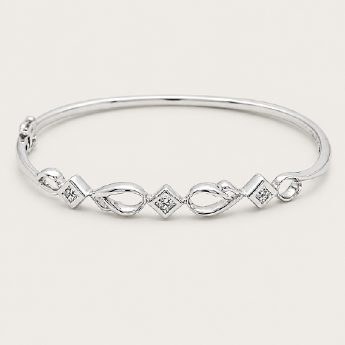 Vine Princess Cut Diamond Bangle