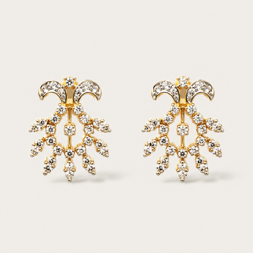 14K Yellow Gold Diamond Earring