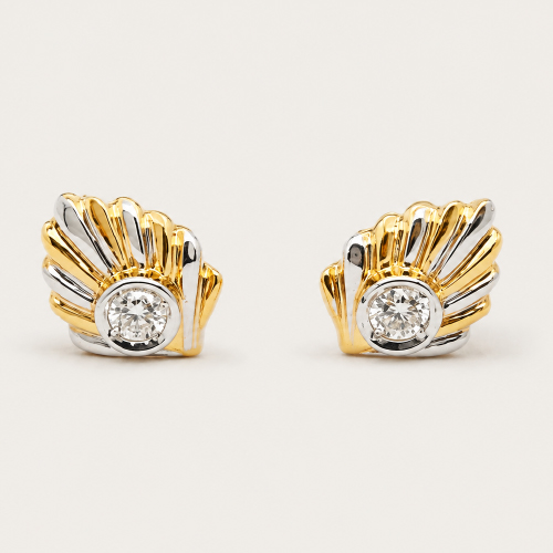 18K Yellow Gold Diamond Stud Earring