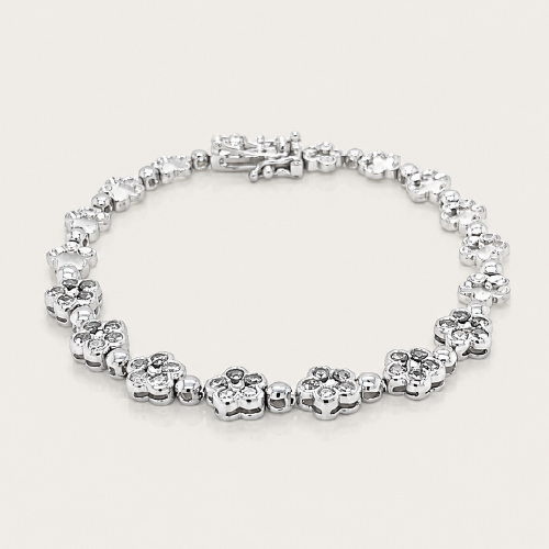 Floral Patterned Diamond Bracelet