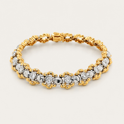 Two Tone Floral Pattern Bracelet