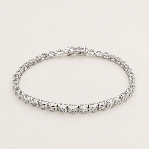 Heart Prong Diamond Bracelet