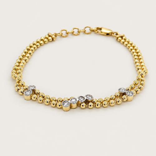 Two Tone Beaded Diamond Bracelet
