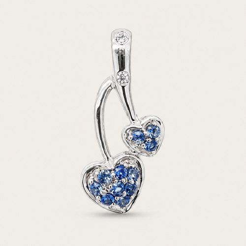 Heart Motif Blue Sapphire Diamond Pendant