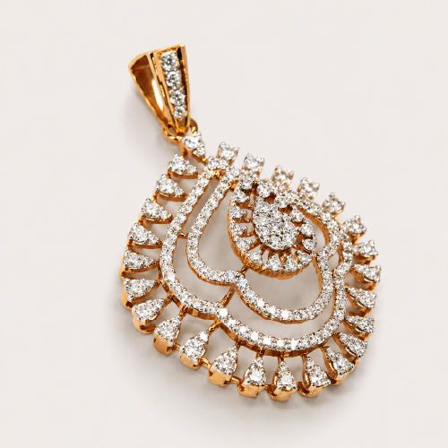 18K Rose Gold Diamond Pendant 2 Tone
