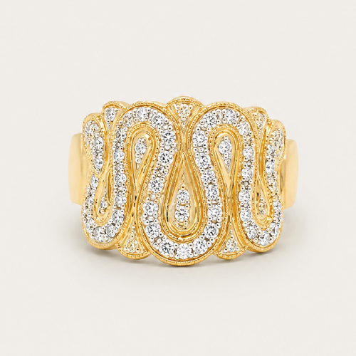 Vintage Swirl Patterned Diamond Ring