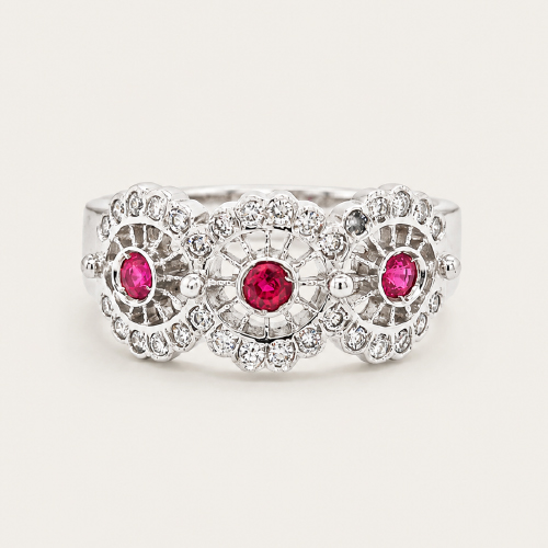 Lattice Filigree Ruby Ring