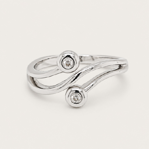 Swirl Double Diamond Ring