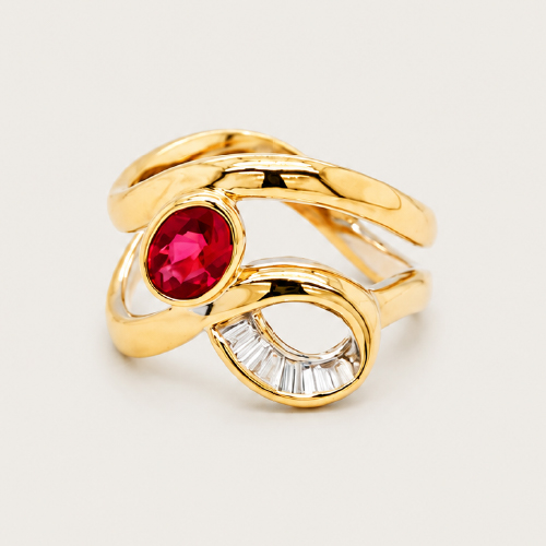 Patterned Swirl Ruby Ring
