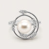 18K White Gold Diamond Pearl Ring