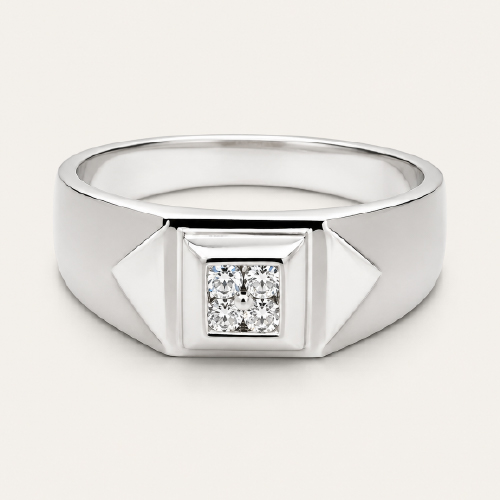 18K White Gold Men's Diamond Ring