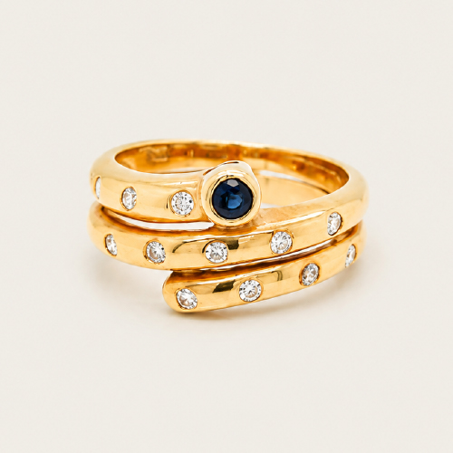 Banded Swirl Blue Sapphire Ring
