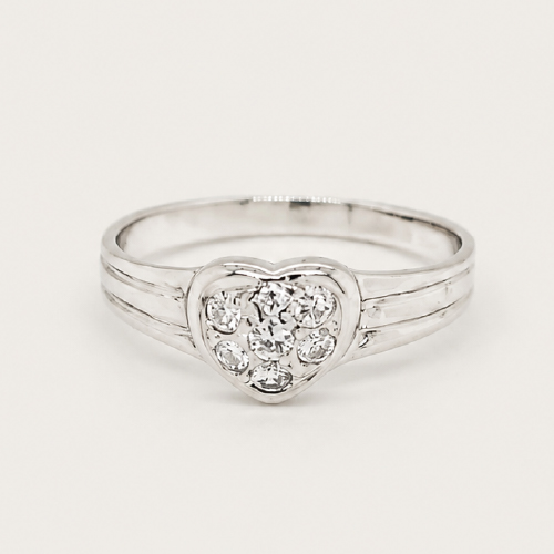 Banded Heart Diamond Ring