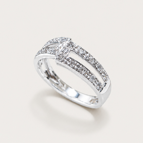 Double Band Pave Diamond Ring
