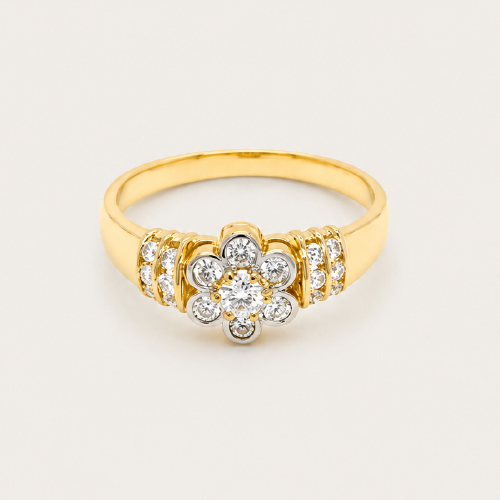 Floral Pave Diamonds Ring