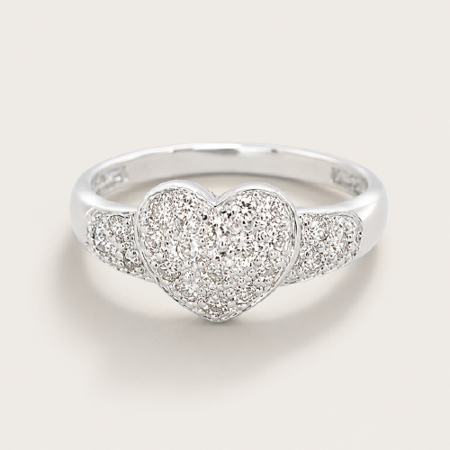 18K White Gold Diamond Heart Ring