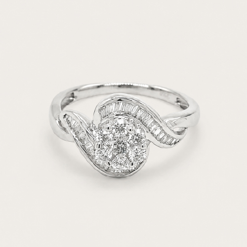 Swirl Double Diamond Ring