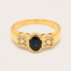 18K Yellow Gold Blue Sapphire Diamond Ring