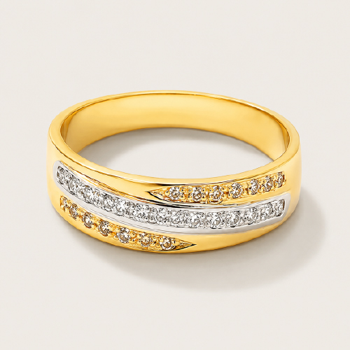 20K Yellow Gold Two Tone Diamond Ring