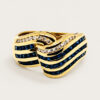18K Yellow Gold Diamond Blue Sapphire Ring