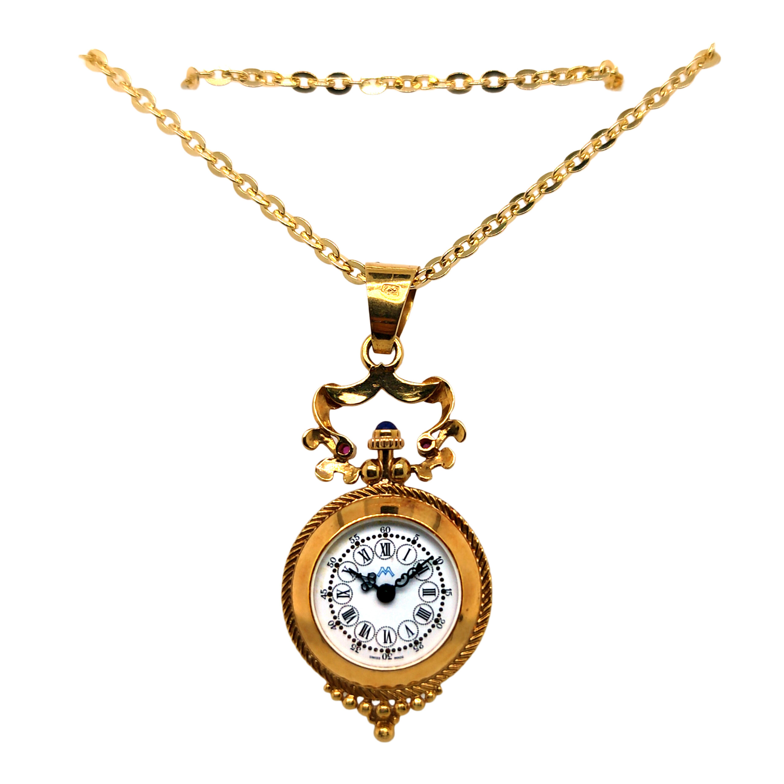 14K/18K Yellow Gold Diamond & Gem Stone Enamel Watch
