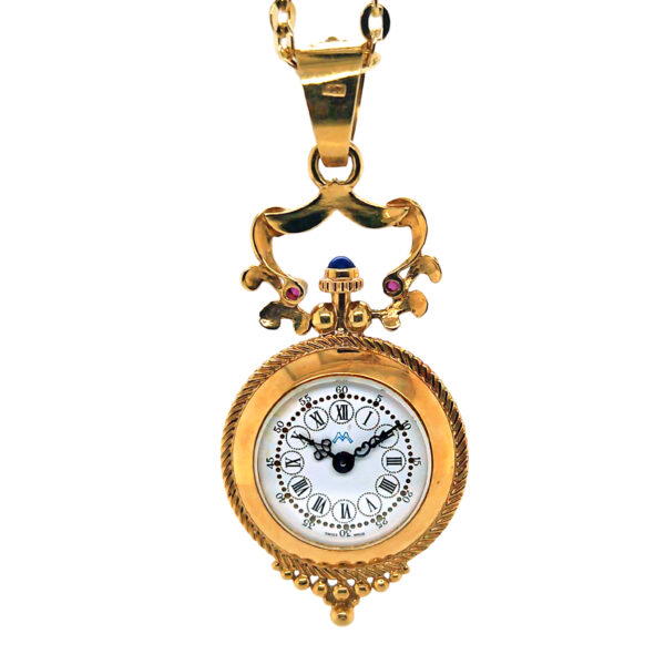 14K/18K Yellow Gold Diamond & Gem Stone Enamel Watch