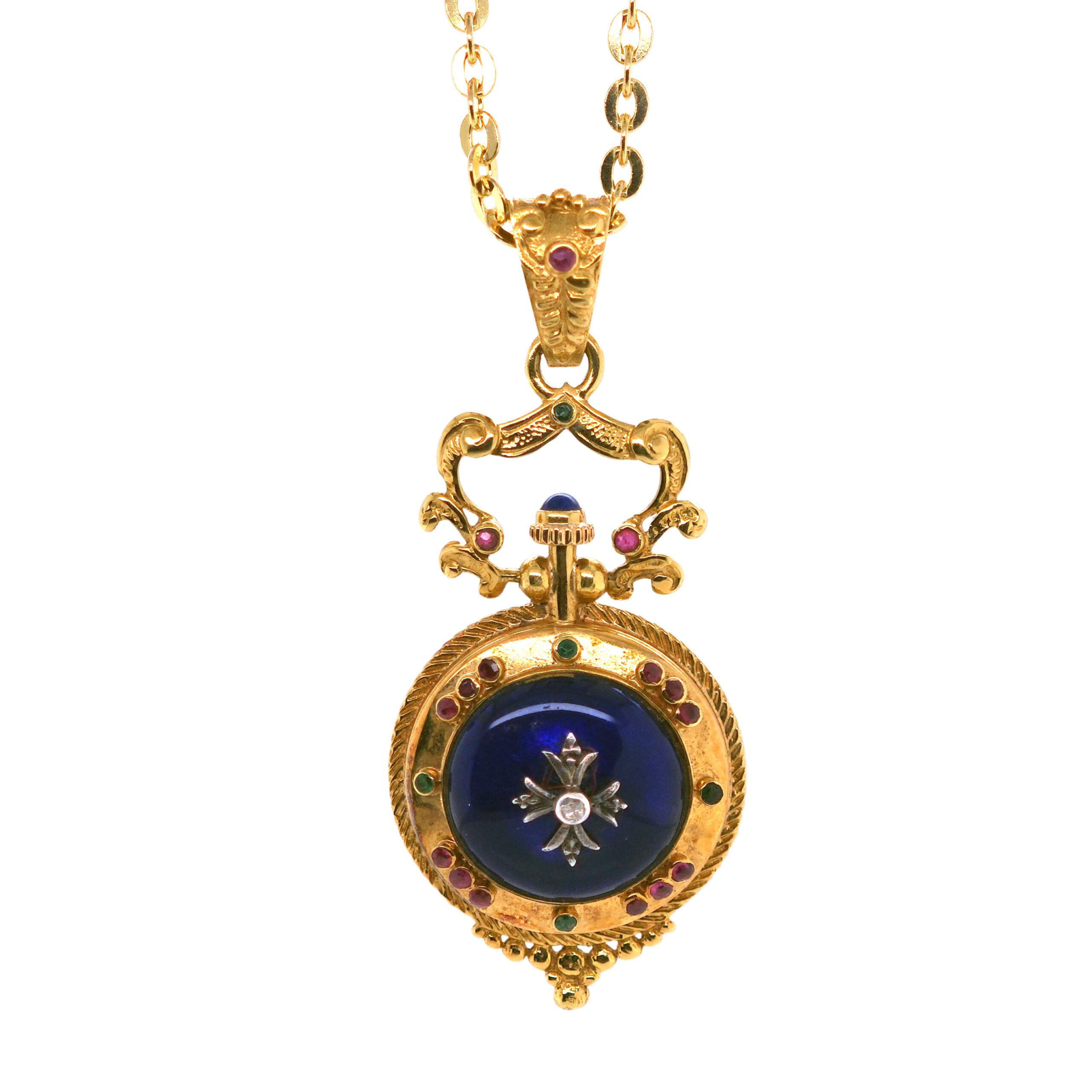 14K/18K Yellow Gold Diamond & Gem Stone Enamel Watch
