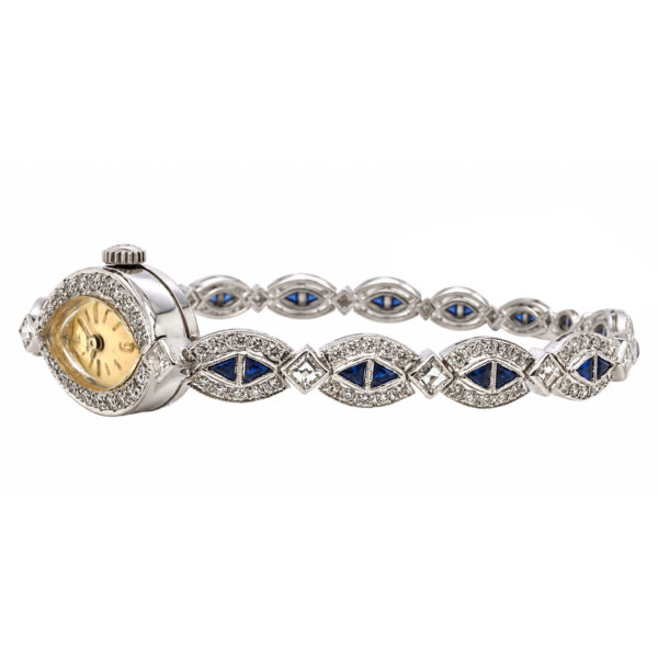 18K/585 White Gold Bulova Diamond & Sapphire