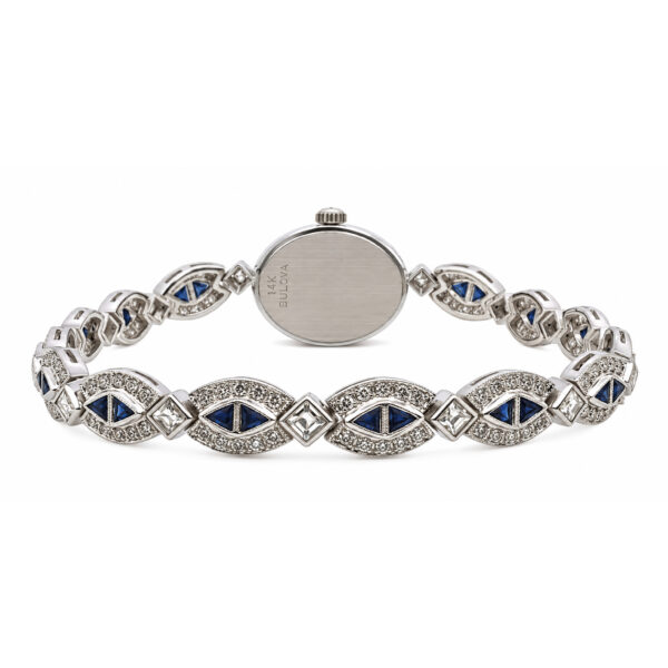 18K/585 White Gold Bulova Diamond & Sapphire