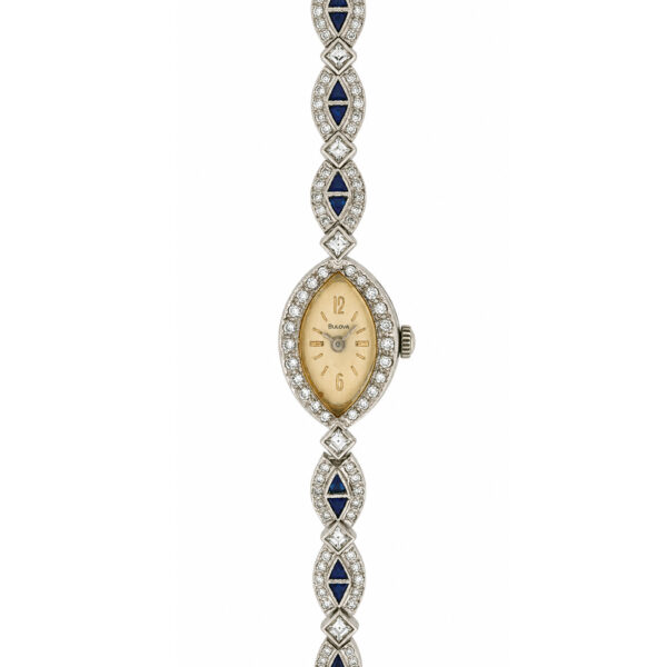 18K/585 White Gold Bulova Diamond & Sapphire