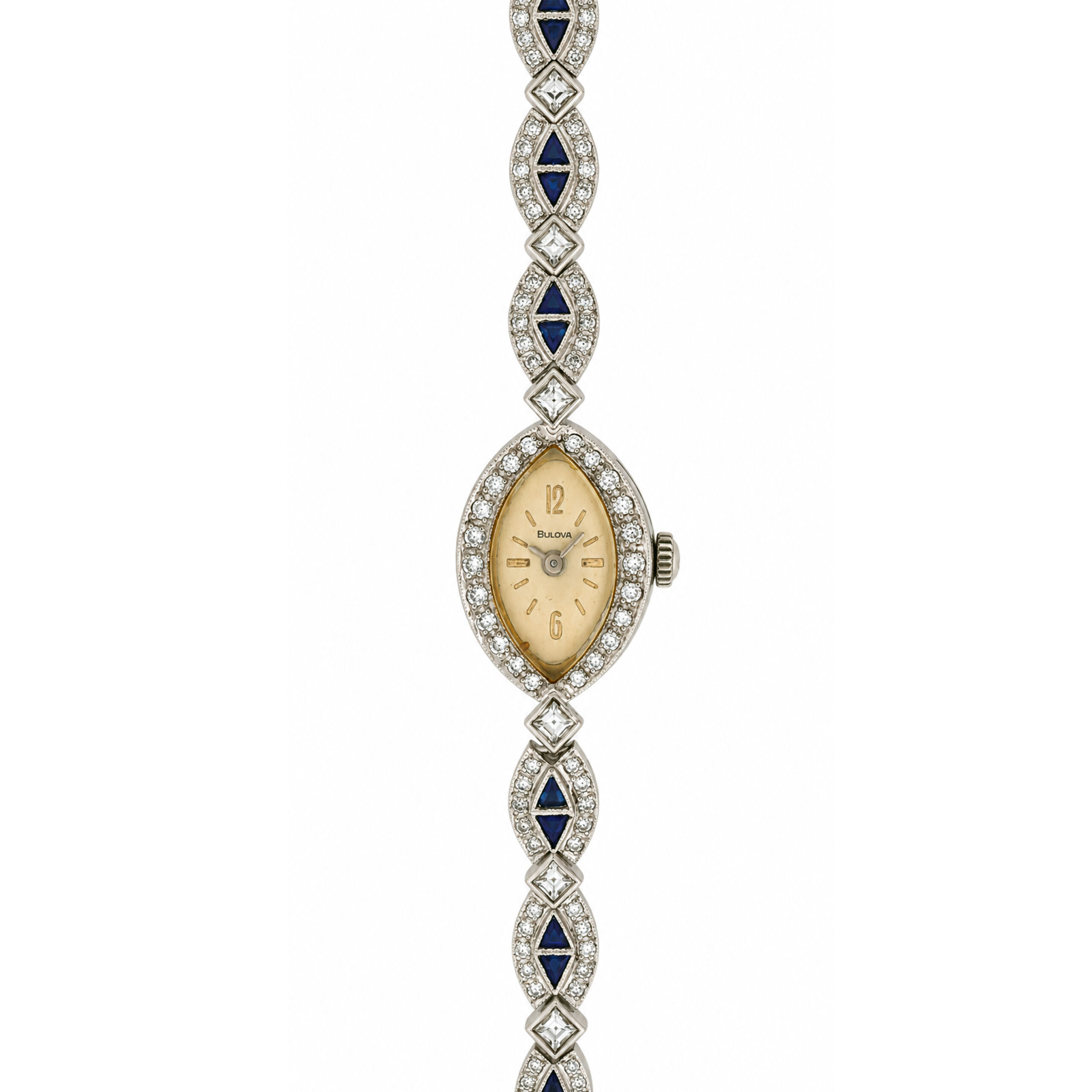18K/585 White Gold Bulova Diamond & Sapphire