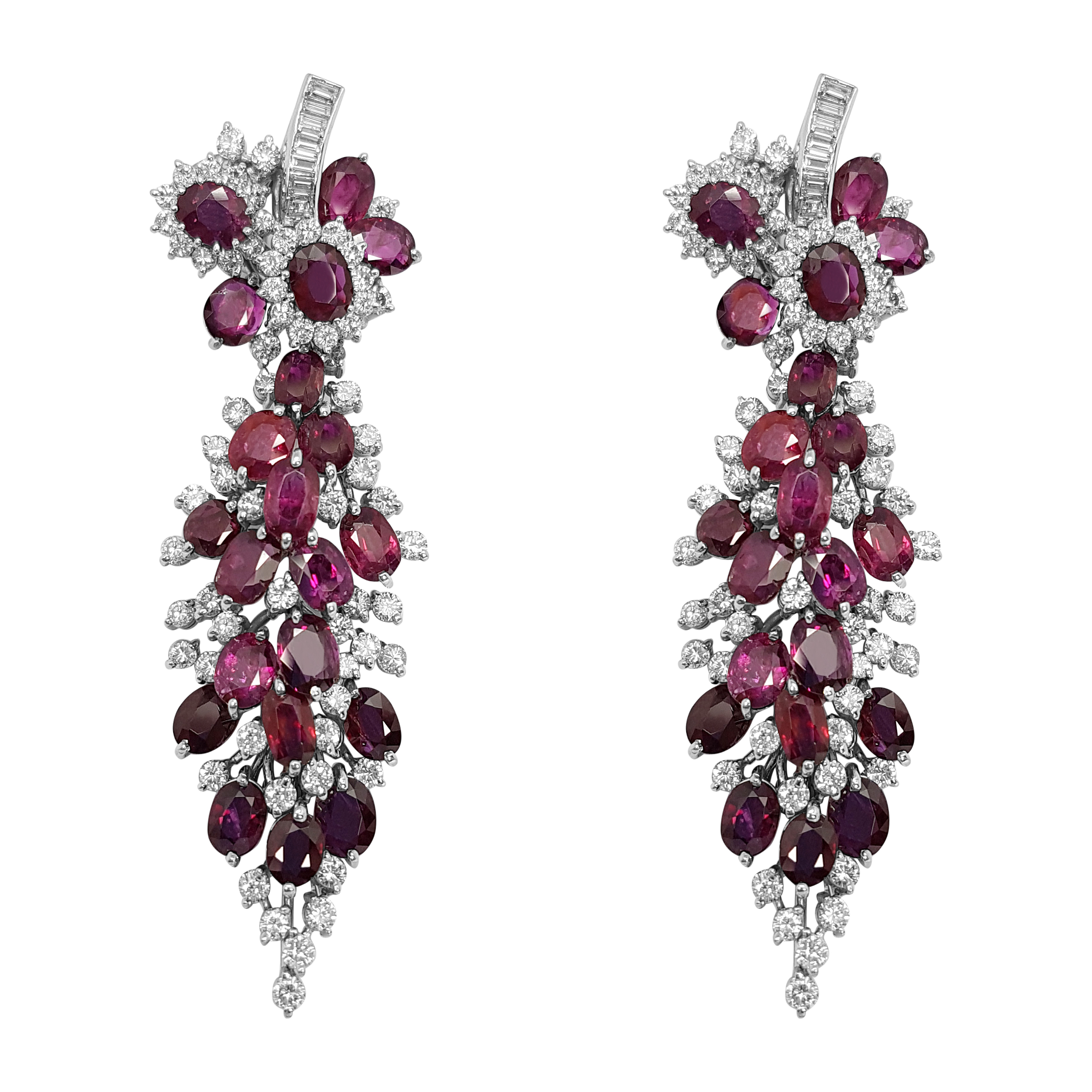 White Gold Diamond Ruby Earrings Pendant White Gold Diamond Ruby Earrings Pendant
